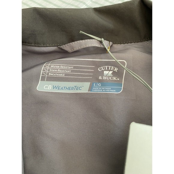 NWT - Cutter and Buck WeatherTec Gray Men’s Size Large Jacket Full Zipper - Picture 10 of 10